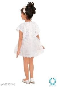 Princess Stylus Girls Frocks & Dresses - 1 Years, White, Cotton Blend, Frock, Pack Of:1